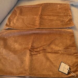 Williams Sonoma Blush and  Beige Linen Lumbar Pillow Covers Set